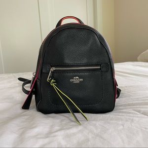 Coach Black Multi Leather Backpack with Neon Edge Print